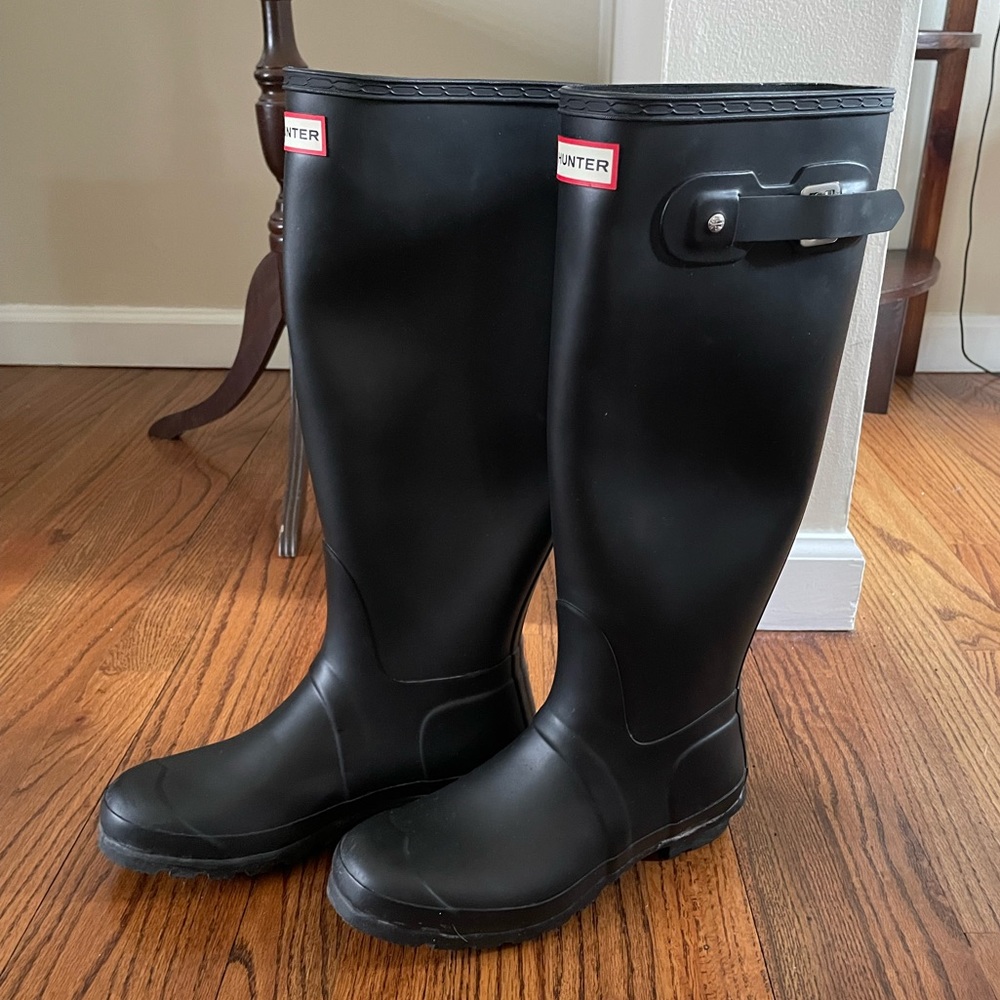 Black Tall Hunter Boots size 8